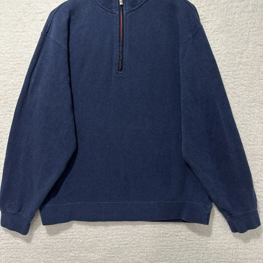 ORVIS Men's Navy Blue 1/4 Zip Pullover‎ Sweater Size Large